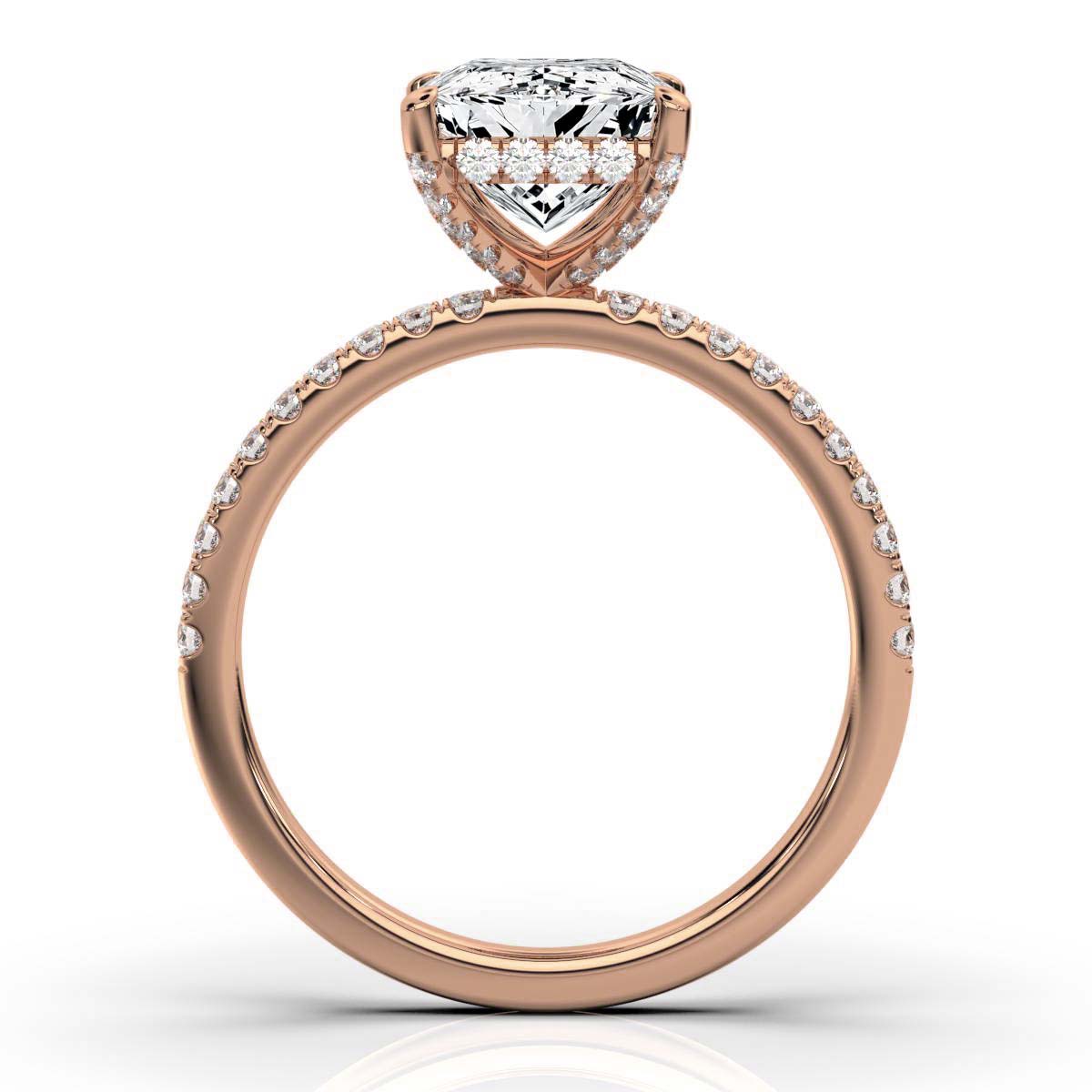 Princess Pave Prong Ring with Hidden Halo