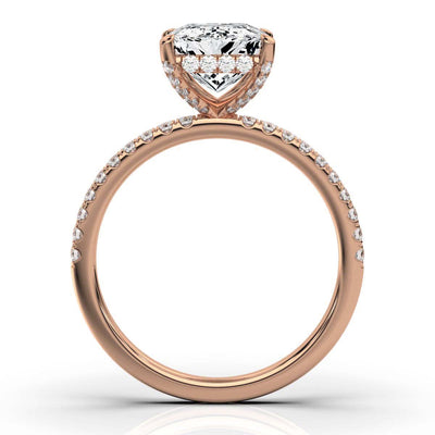 Princess Pave Prong Ring with Hidden Halo