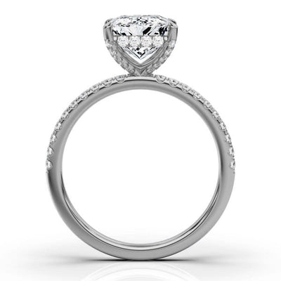 Princess Pave Prong Ring with Hidden Halo