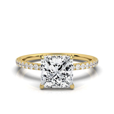 Princess Pave Prong Ring with Hidden Halo