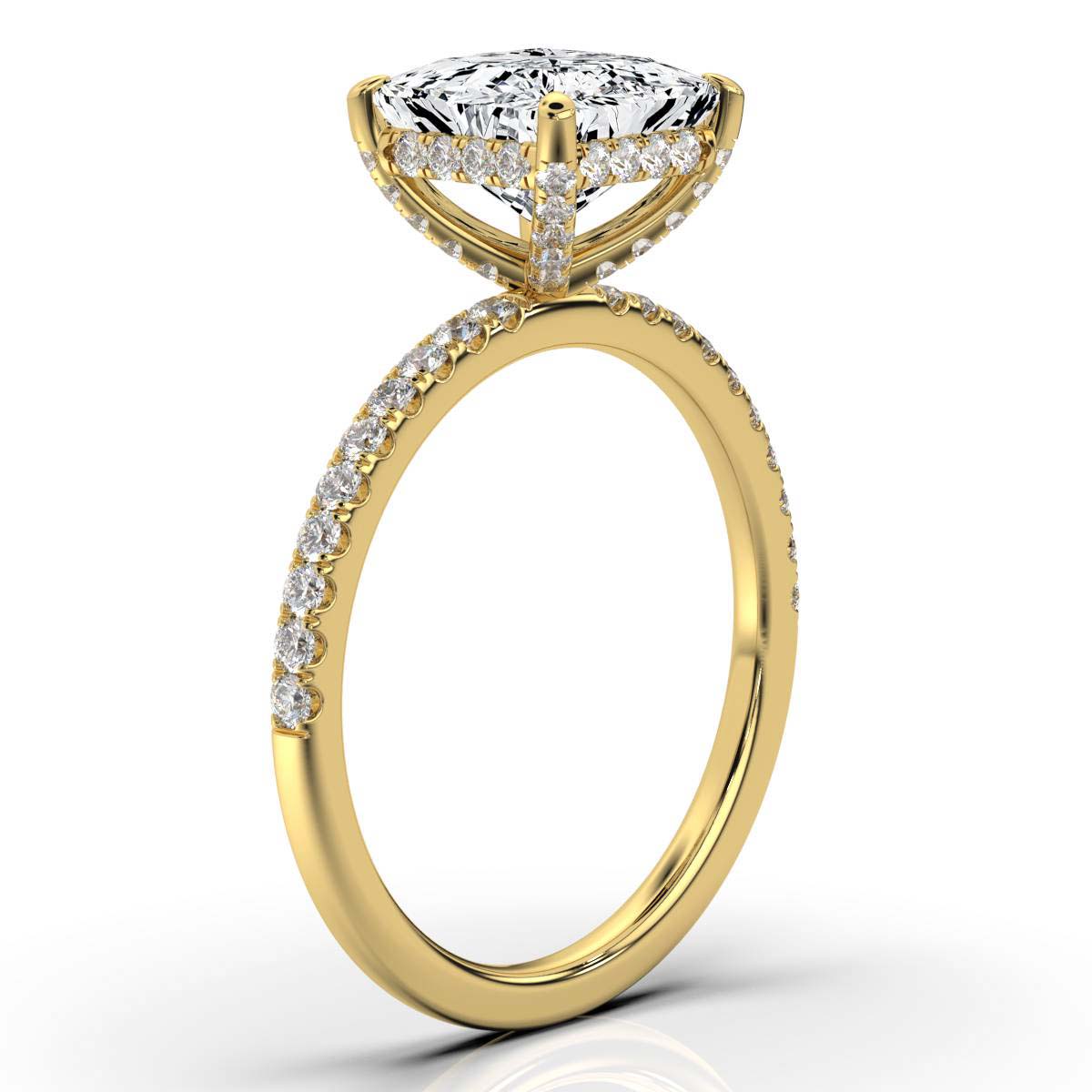 Princess Pave Prong Ring with Hidden Halo