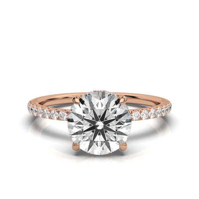 Round Pave Prong Ring with Hidden Halo