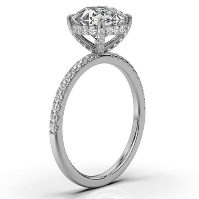 Round Pave Prong Ring with Hidden Halo