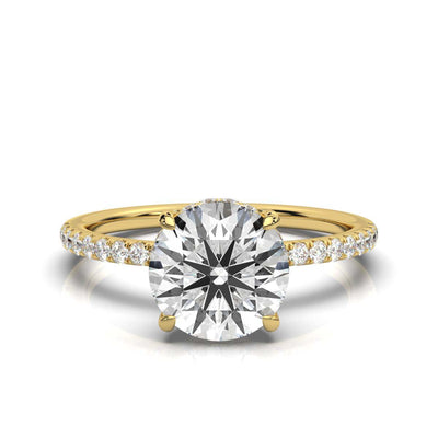 Round Pave Prong Ring with Hidden Halo