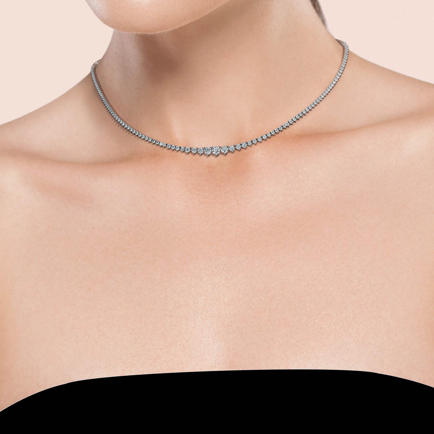 7 1/2 Carat Lab Grown Diamond Graduated Tennis Necklace