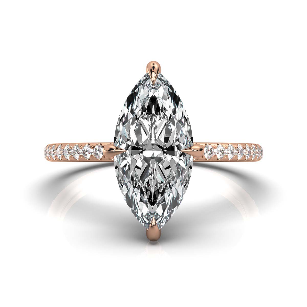 Marquise Pave Ring with Hidden Halo