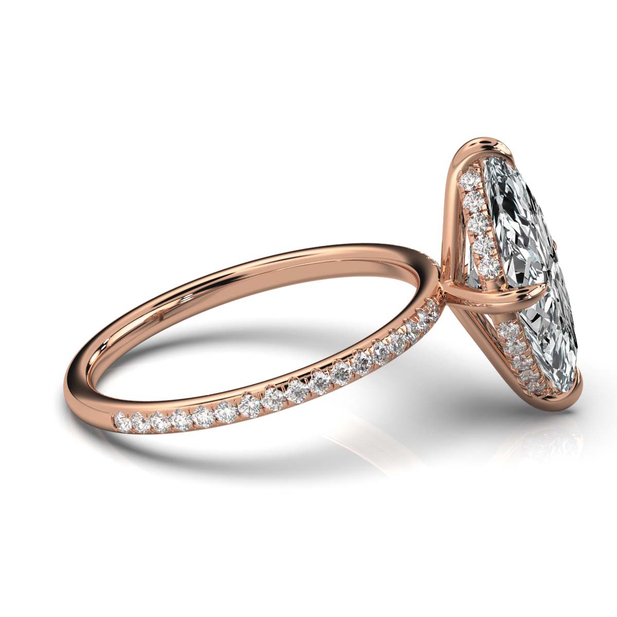 Marquise Pave Ring with Hidden Halo