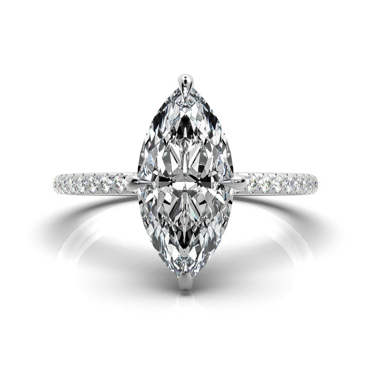 Marquise Pave Ring with Hidden Halo