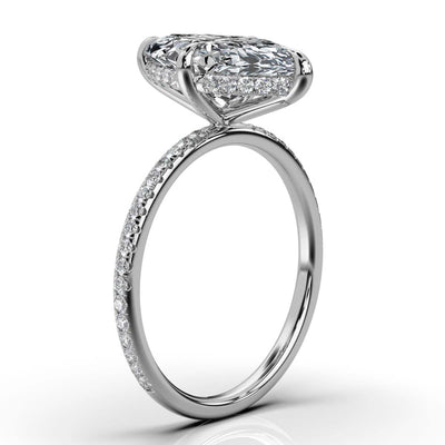 Marquise Pave Ring with Hidden Halo