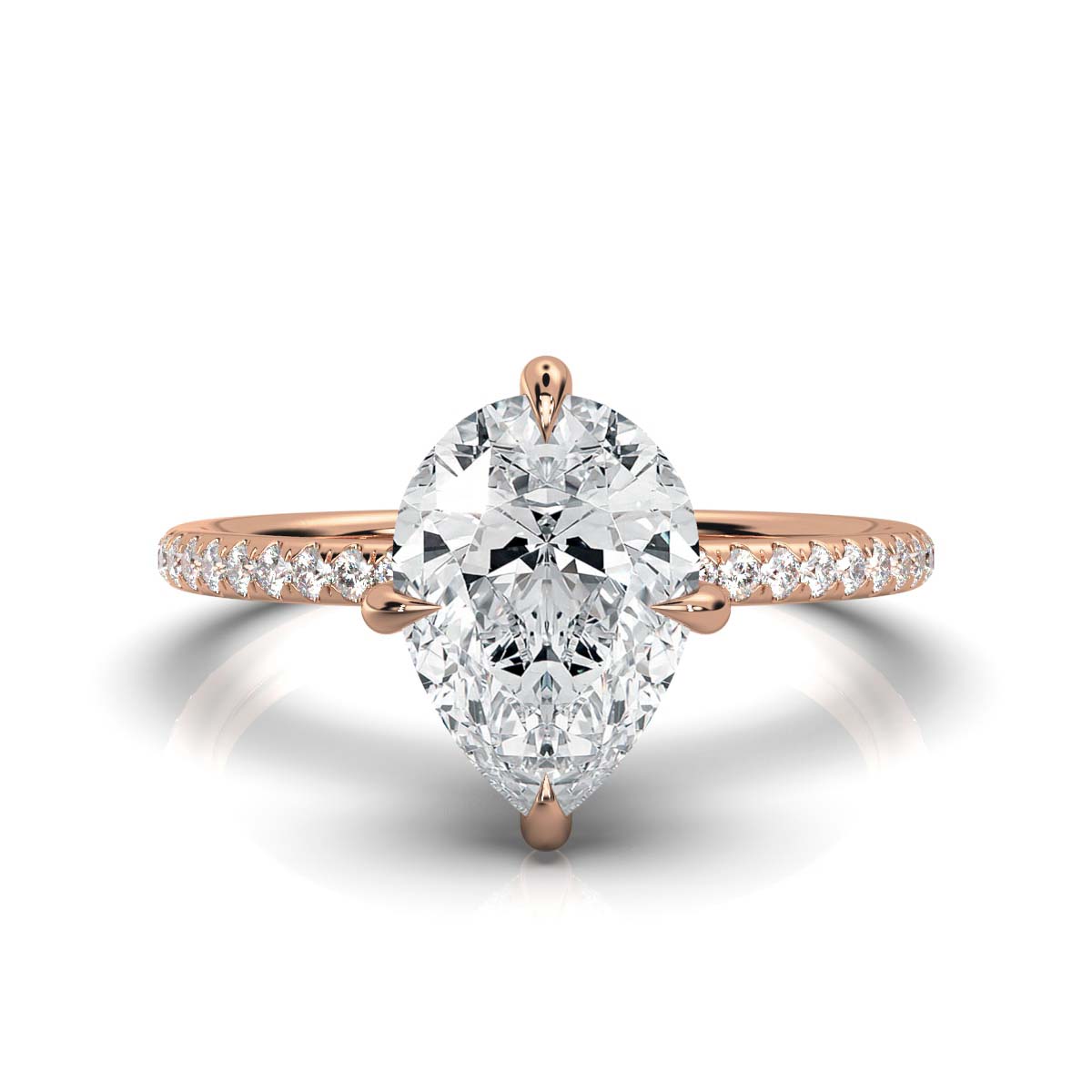 Pear Pave Ring with Hidden Halo