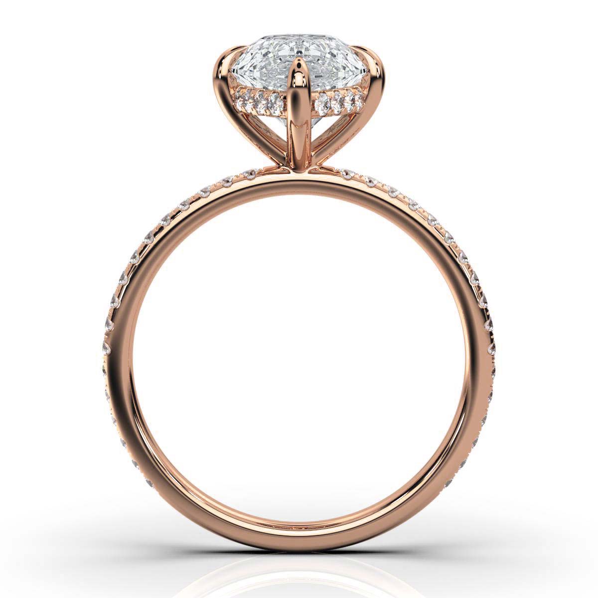 Pear Pave Ring with Hidden Halo