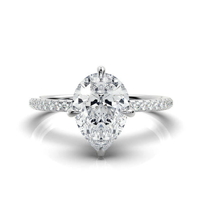 Pear Pave Ring with Hidden Halo