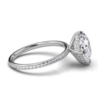 Pear Pave Ring with Hidden Halo