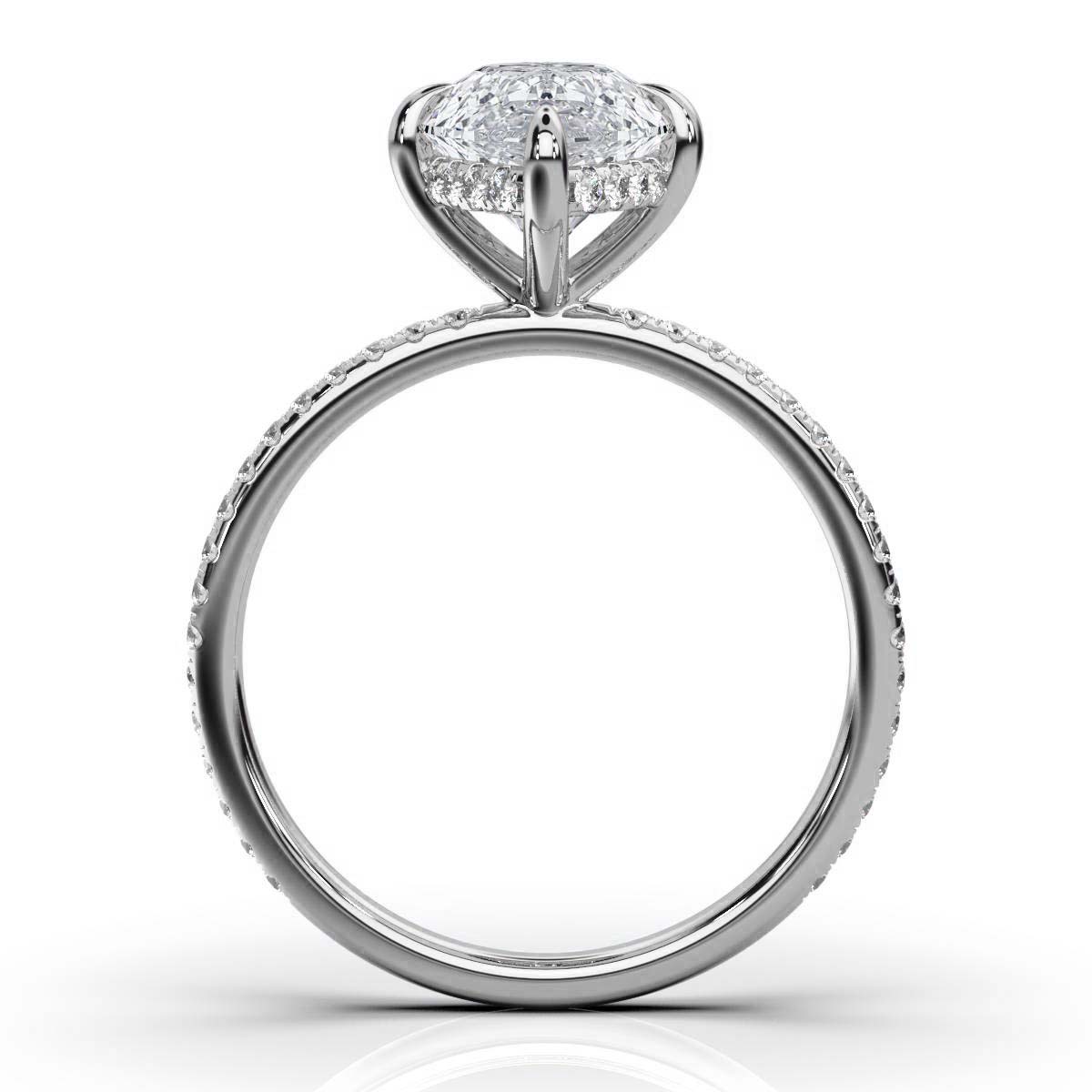 Pear Pave Ring with Hidden Halo