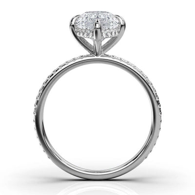 Pear Pave Ring with Hidden Halo