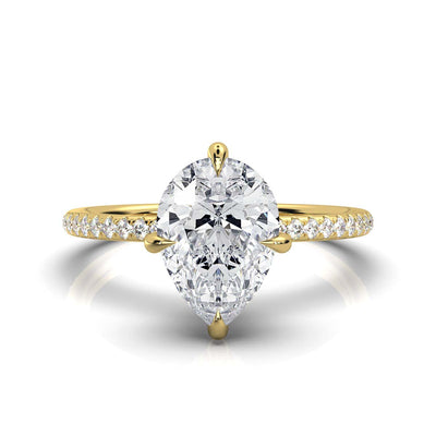 Pear Pave Ring with Hidden Halo