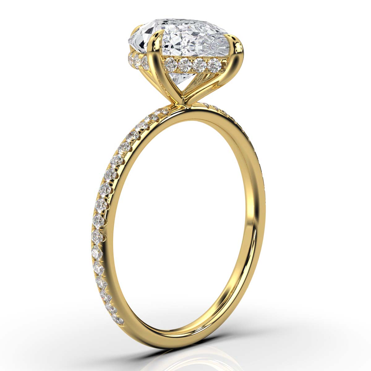 Pear Pave Ring with Hidden Halo