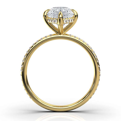 Pear Pave Ring with Hidden Halo