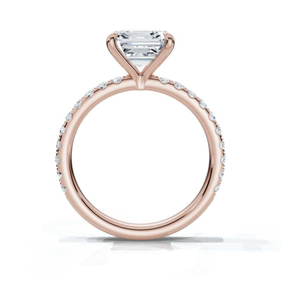 Asscher Single Row Pave Solitaire Ring