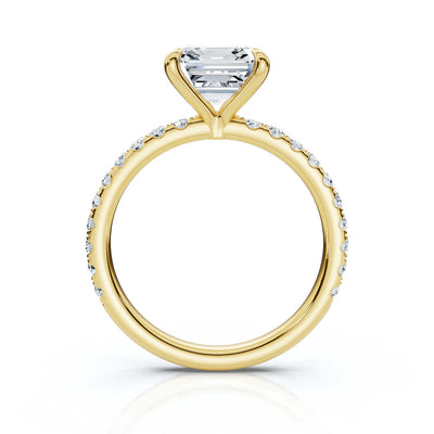 Asscher Single Row Pave Solitaire Ring