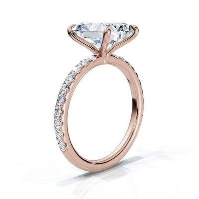 Radiant Single Row Pave Solitaire Ring