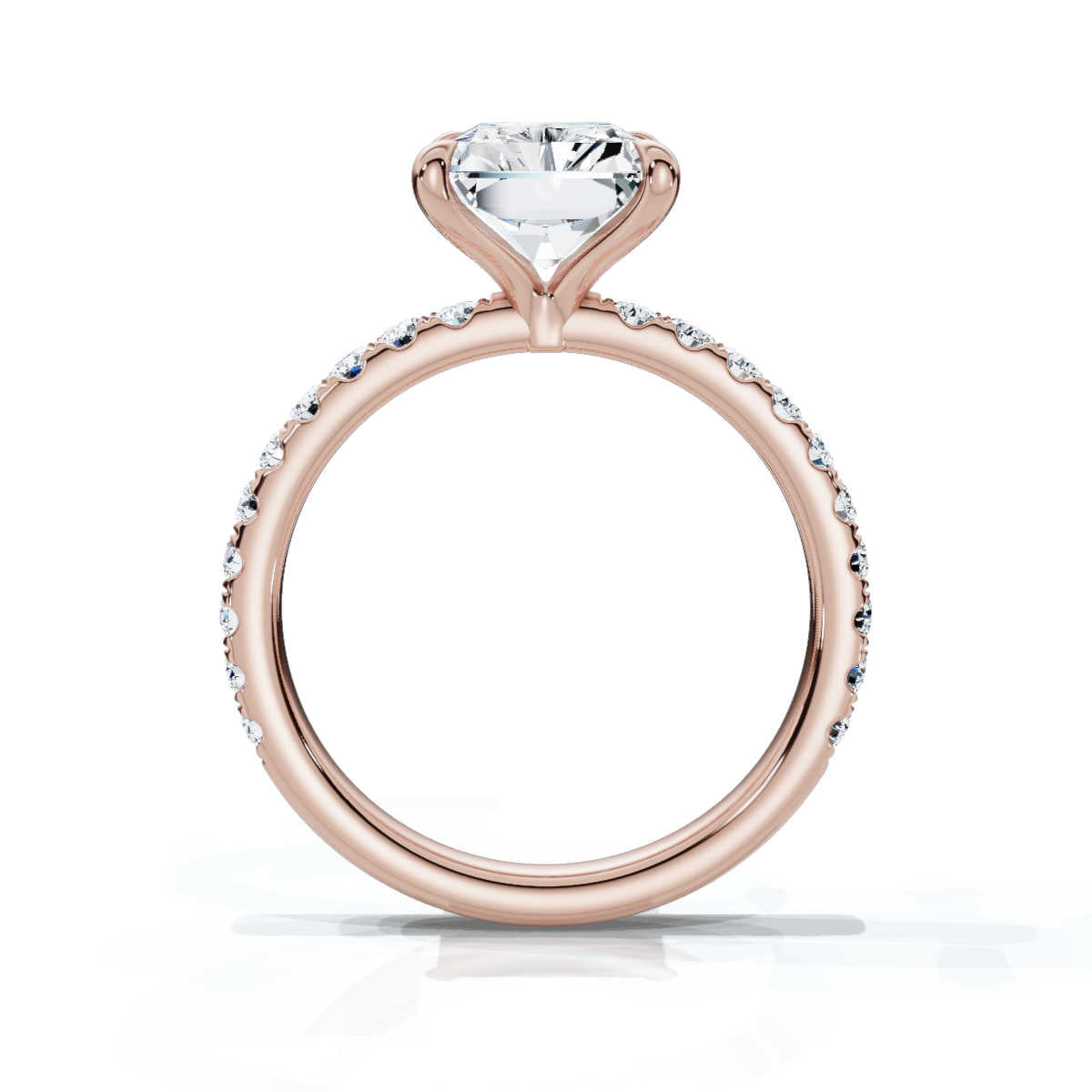 Radiant Single Row Pave Solitaire Ring