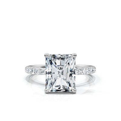 Radiant Single Row Pave Solitaire Ring