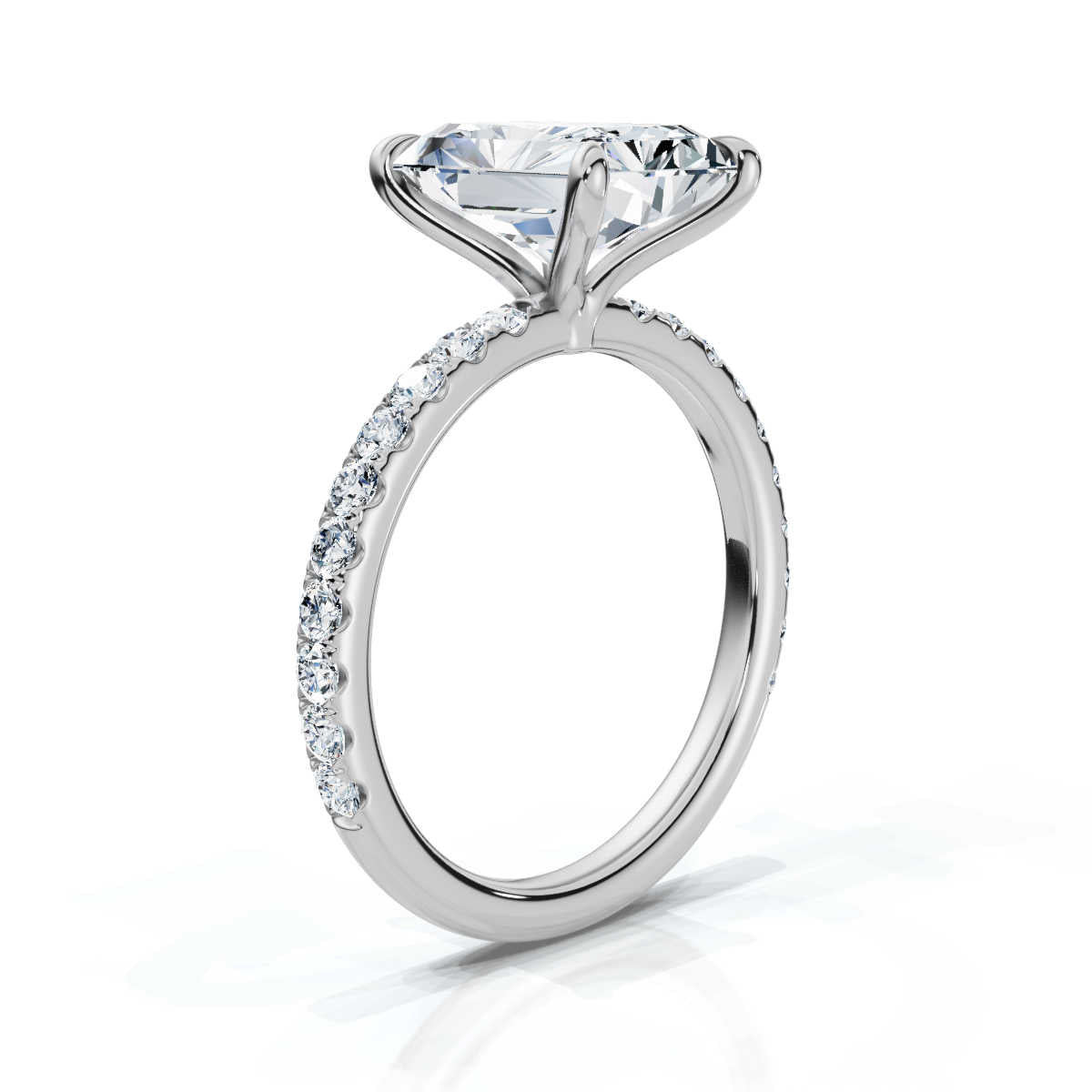 Radiant Single Row Pave Solitaire Ring