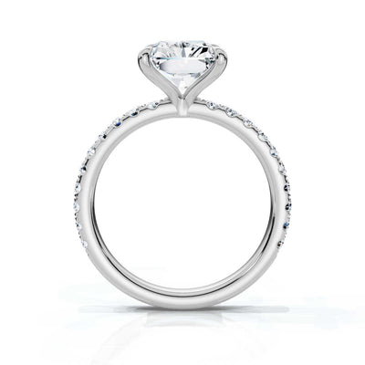 Radiant Single Row Pave Solitaire Ring