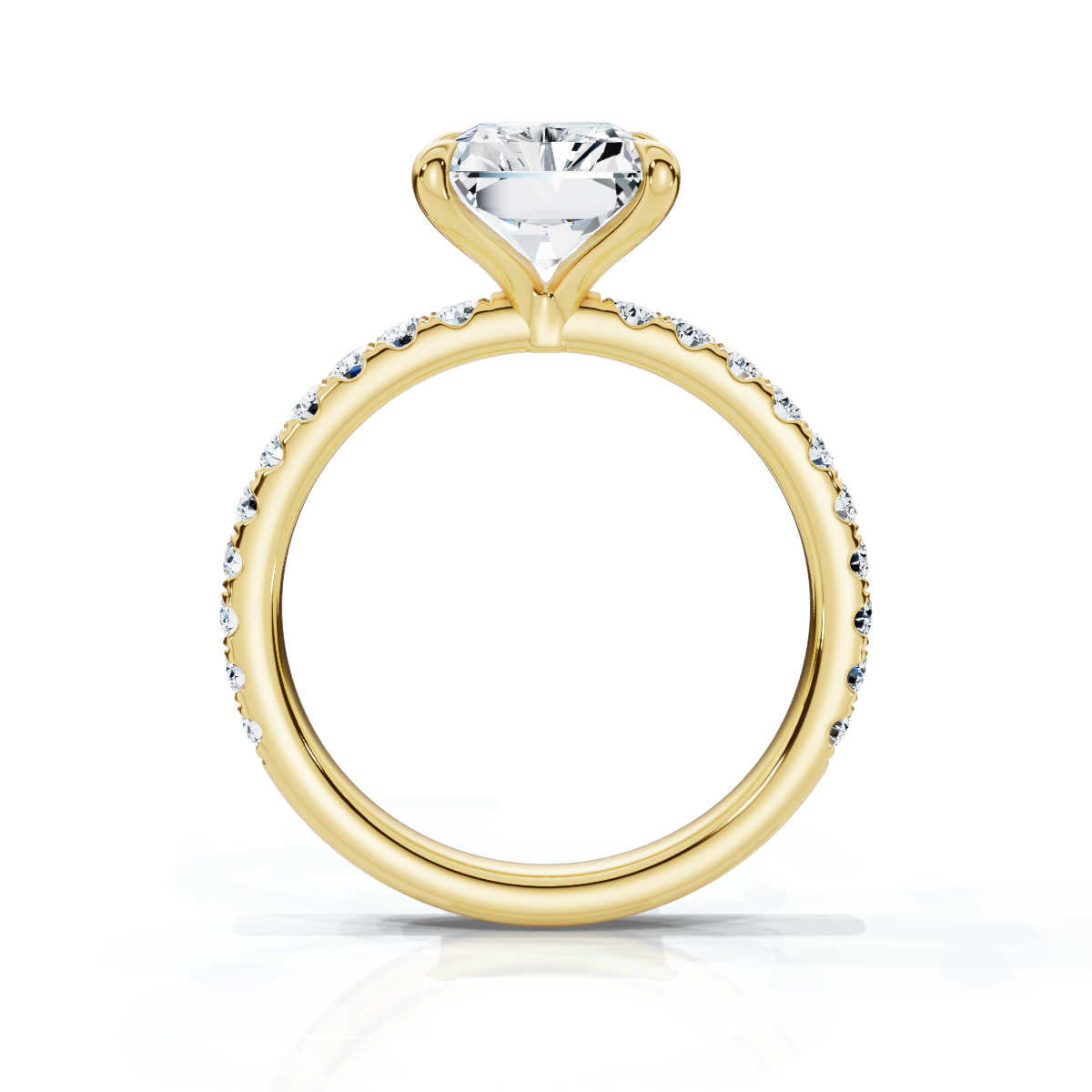 Radiant Single Row Pave Solitaire Ring