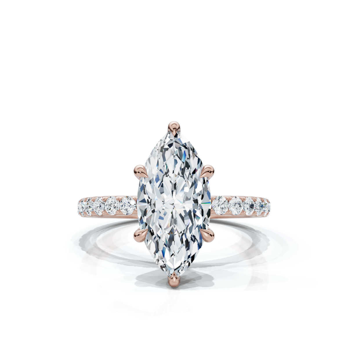 Marquise Single Row Pave Solitaire Ring