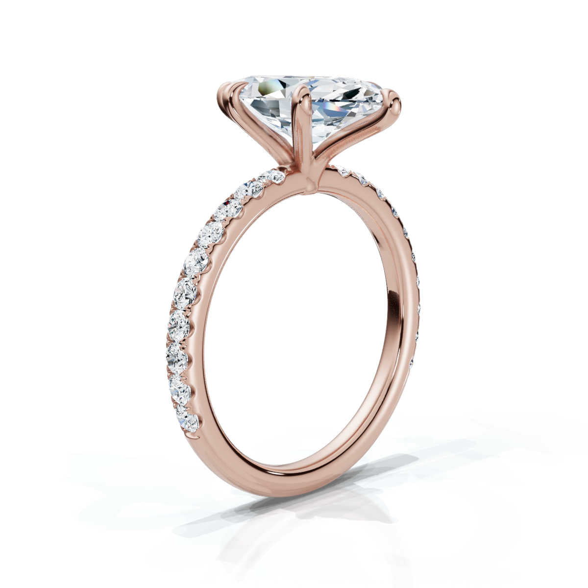 Marquise Single Row Pave Solitaire Ring