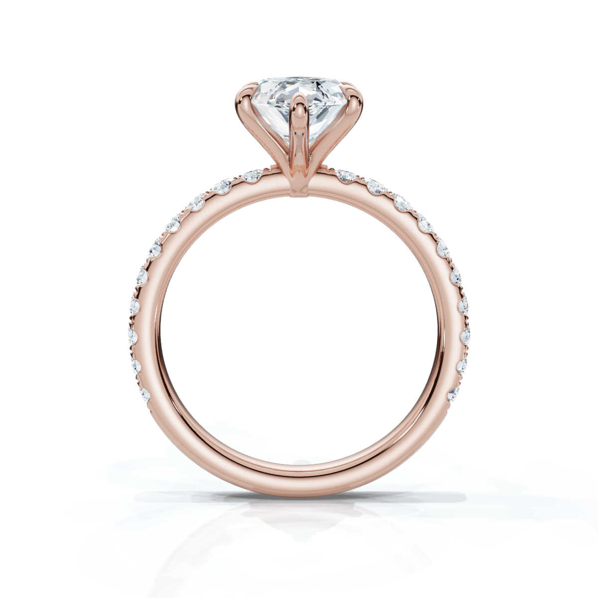 Marquise Single Row Pave Solitaire Ring