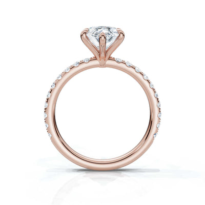 Marquise Single Row Pave Solitaire Ring