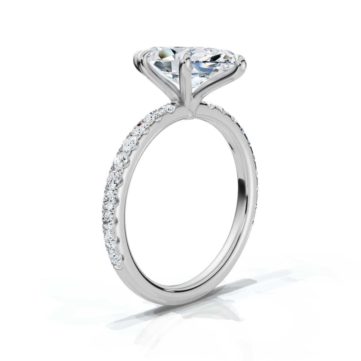 Marquise Single Row Pave Solitaire Ring