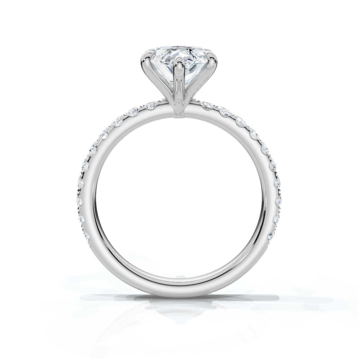 Marquise Single Row Pave Solitaire Ring