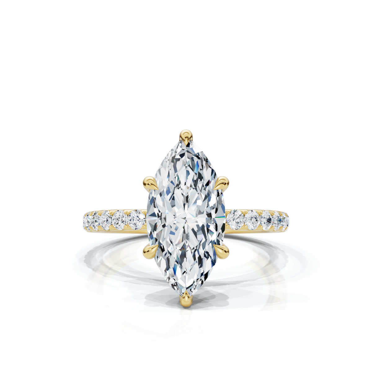 Marquise Single Row Pave Solitaire Ring