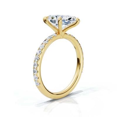 Marquise Single Row Pave Solitaire Ring