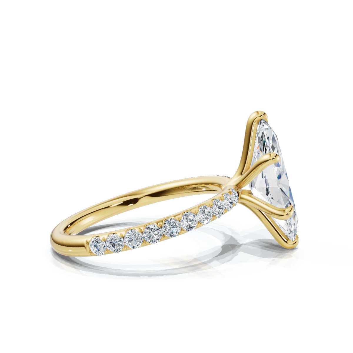 Marquise Single Row Pave Solitaire Ring