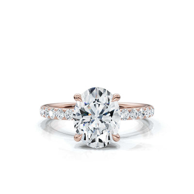 Oval Single Row Pave Solitaire Ring