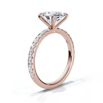 Oval Single Row Pave Solitaire Ring