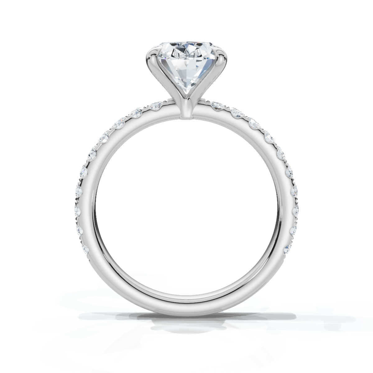 Oval Single Row Pave Solitaire Ring