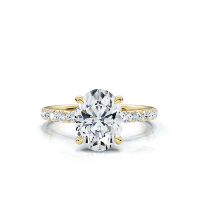 Oval Single Row Pave Solitaire Ring