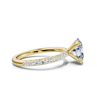 Oval Single Row Pave Solitaire Ring