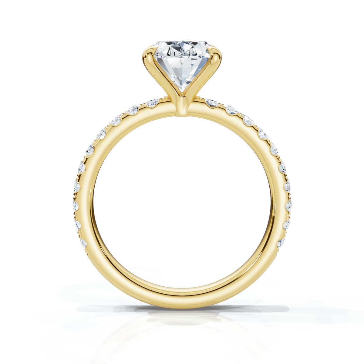 Oval Single Row Pave Solitaire Ring