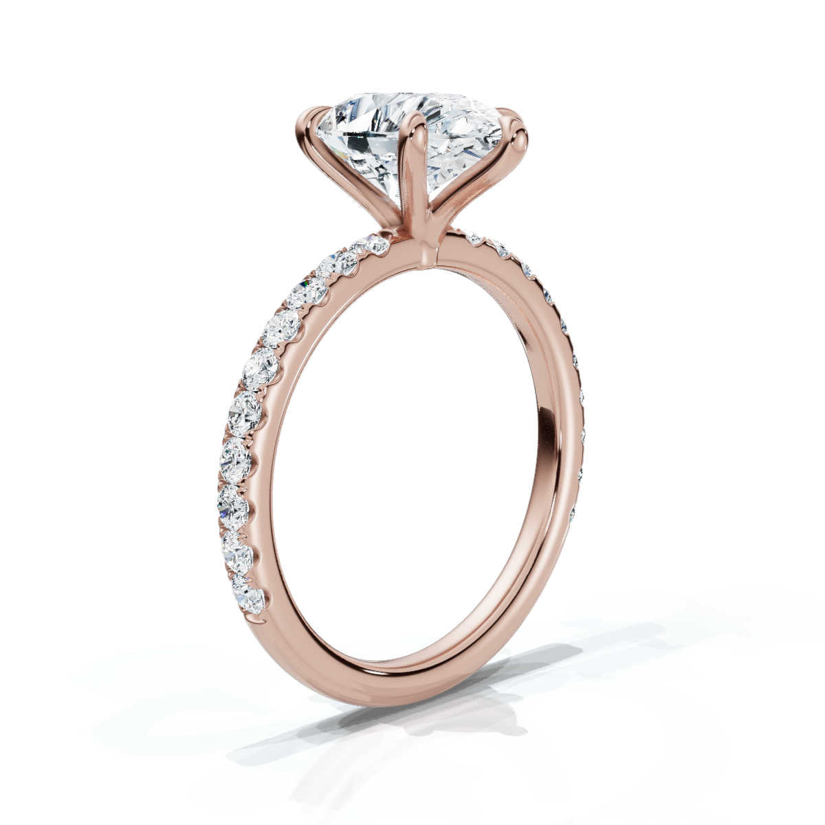 Pear Single Row Pave Solitaire Ring