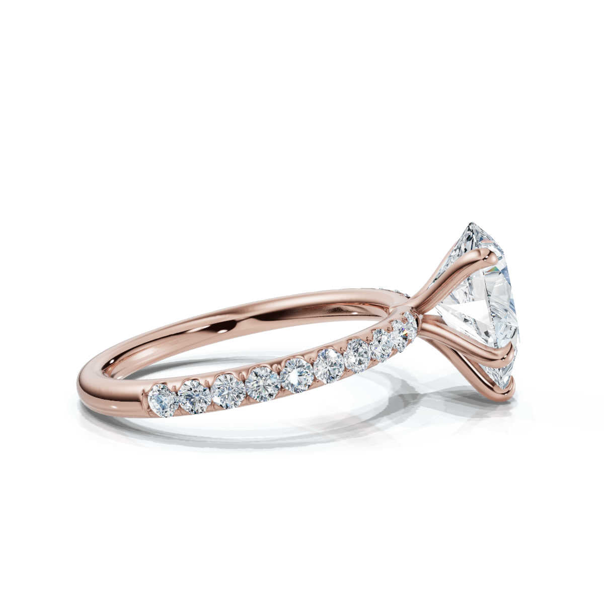 Pear Single Row Pave Solitaire Ring