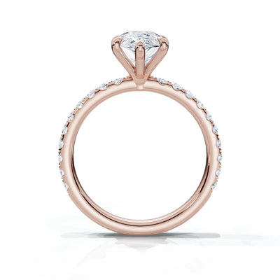 Pear Single Row Pave Solitaire Ring