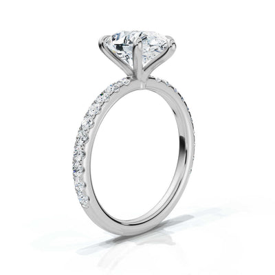 Pear Single Row Pave Solitaire Ring