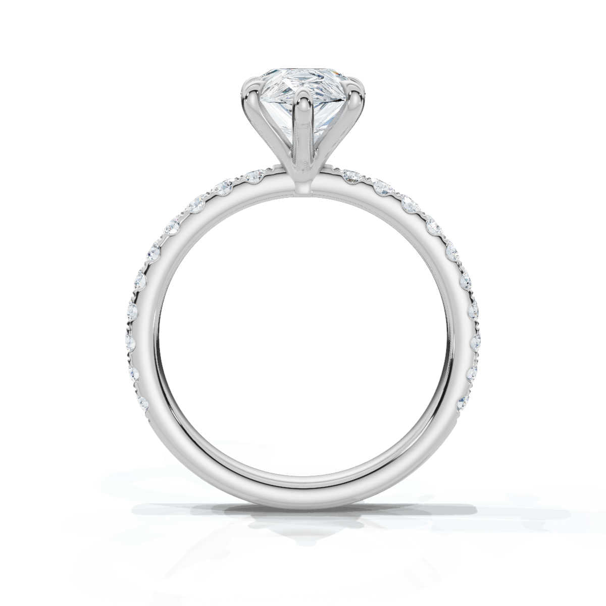 Pear Single Row Pave Solitaire Ring